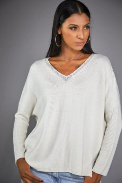 PTA2585 V-NECK SWEATER WITH...