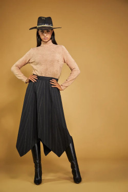 N/376 GODET PINSTRIPE SKIRT